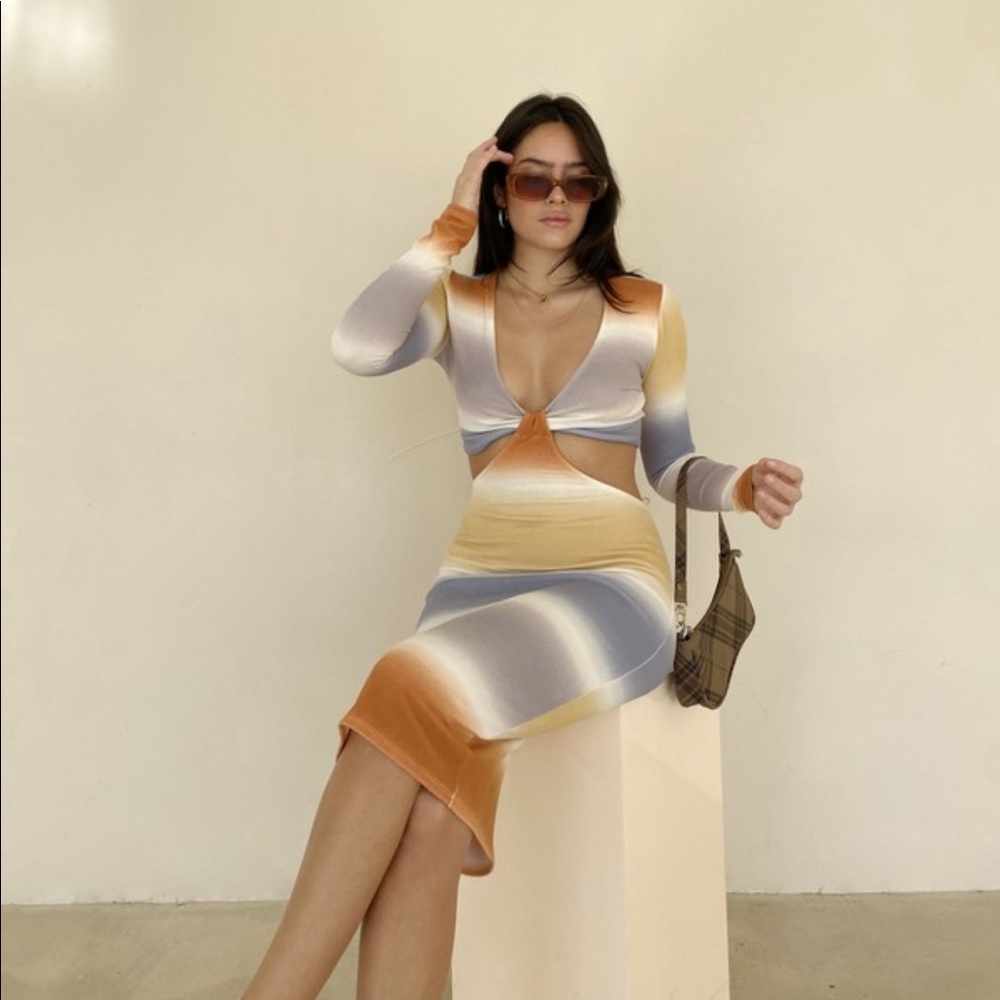 Multicolor Cutout Midi Dress